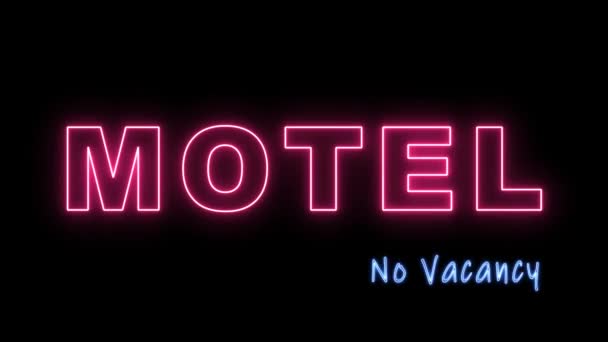 Neon Licht Motel Bord Motel Neon Bord Zonder Vacature Teken — Stockvideo