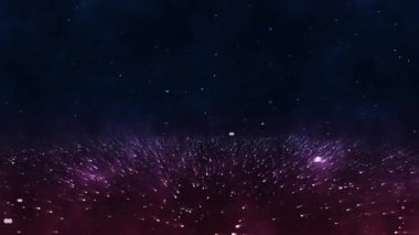 Nebula, derin uzay. Fiber optik gibi görünen ışık demetleri yansıtan soyut bir galaksinin 4K 3D görüntüsü