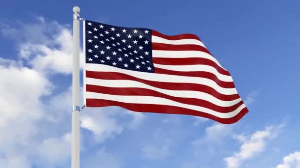 Американський Прапор Рендерити Анімацію Американського Прапора Дме Вітер Моделювання Тканини — стокове відео