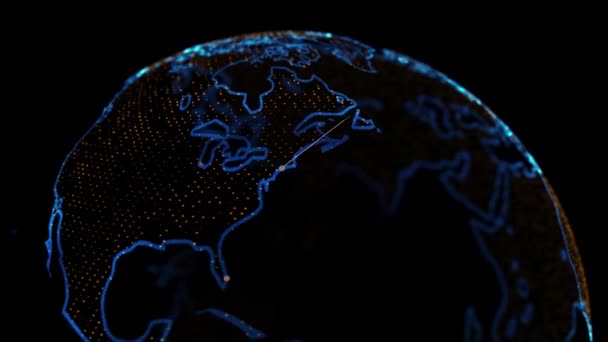 Population 2020 Census Holographic Earth Featuring Major Cities Population Data — Stock Video
