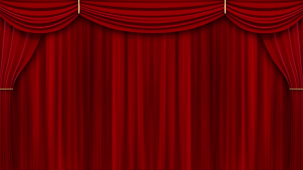 剧场红色窗帘 4K剧场舞台的3D动画 有拉开的红色窗帘 — 图库视频影像