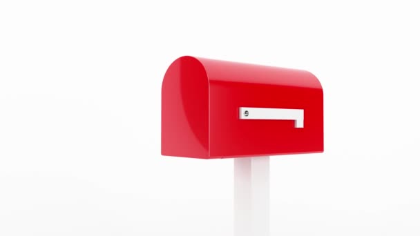 Κινουμένων Σχεδίων Γραμματοκιβωτίων Animation Παραδοσιακού Κόκκινου Γραμματοκιβωτίου Λευκό Φάκελο — Αρχείο Βίντεο