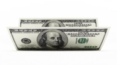 Yüz dolarlık banknotlar. 100 dolarlık banknotlar sayılıyor - kusursuz döngü hareketli arka plan animasyonu