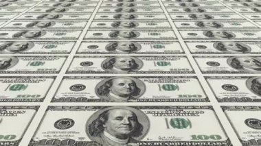 Yüz dolarlık banknotlar. 100 dolarlık banknotlar ya da banknotlar basılıyor.