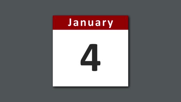 Januari Kalender Draaien Scheuren Van Pagina Van Dagen Voor Hele — Stockvideo