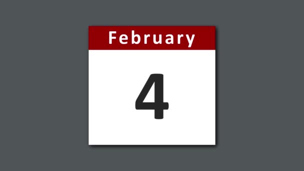 February Calendar Common Year Non Leap 하루의 페이지를 찢었습니다 — 비디오
