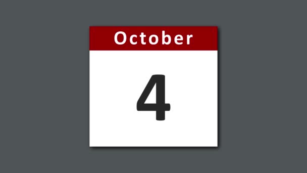 Ημερολόγιο Οκτωβρίου Flipping Και Σκίσιμο Των Σελίδων Των Ημερών Για — Αρχείο Βίντεο