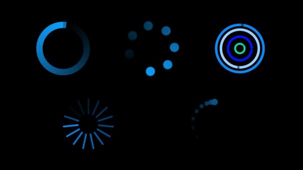 Precargadores Circulares Conjunto Precargadores Circulares Animados Azules — Vídeos de Stock