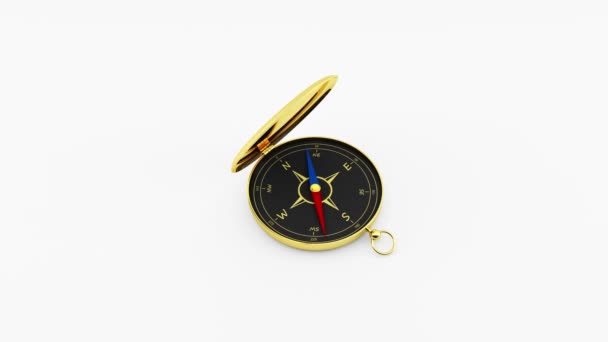 Kompas Realistická Animace Navigačního Kompasu Směřujícího Sever — Stock video