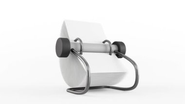 Rolodex animasyonu - Rolodex tarzı bir adres defterinin sayfalarını çevirme ve çevirme. Sayfaları çeviren ve çeviren bir Rolodex Adres Defterinin 4K 3D kusursuz animasyonu