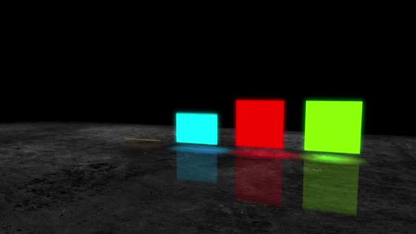 Luminose Luci Neon Quadrate Colorate Luci Neon Quadrate Colorate Che — Video Stock