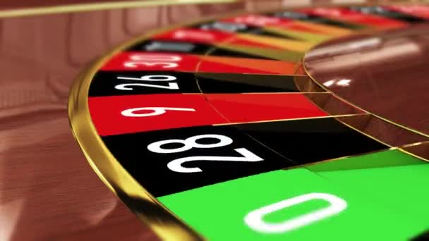 Casino Roulette 행운의 행운의 번붉은 착지하는 카지노 룰렛휠 현실적 애니메이션 — 비디오