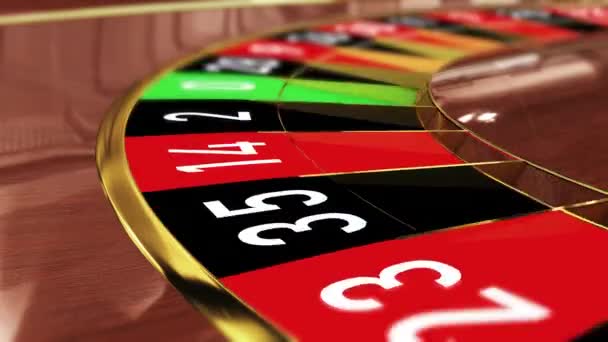 Casino Roulette Wheel Lucky Number Red Three Red Англійською Реалістична — стокове відео