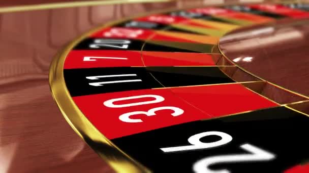 Rueda Ruleta Casino Suerte Número Negro Diez Negro Animación Realista — Vídeos de Stock