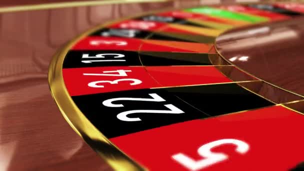 Rueda Ruleta Casino Suerte Número Rojo Dieciocho Rojo Animación Realista — Vídeos de Stock