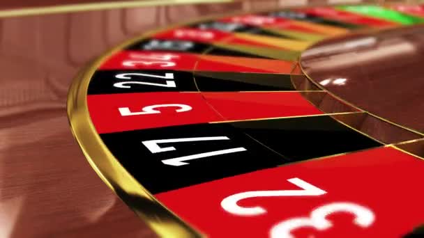 Ruota Della Roulette Del Casinò Numero Fortunato Rosso Diciannove Rosso — Video Stock