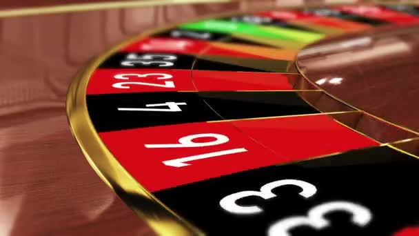 卡西诺轮盘 Casino Roulette Wheel 幸运数字22黑色 22黑色 4K赌场轮盘的3D逼真动画 球落在22号黑球上 — 图库视频影像