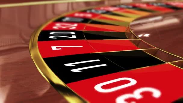 Rueda Ruleta Casino Número Afortunado Rojo Veinticinco Rojo Animación Realista — Vídeos de Stock