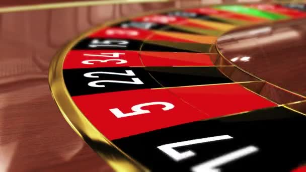 Casino Roulette Wheel Lucky Number Black Black Реалістична Анімація Казино — стокове відео