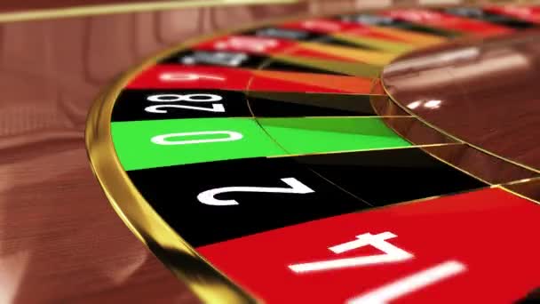 Casino Roulette Hjul Tur Nummer Röd Trettiosex Röd Realistisk Animation — Stockvideo