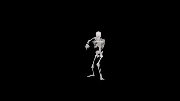 スケルトン不気味なゾンビ歩く 3Dシームレスなアニメーションのスケルトン歩く死んだゾンビのような — ストック動画