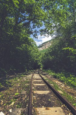 dağ manzara, eski demiryolu geçit geçer 