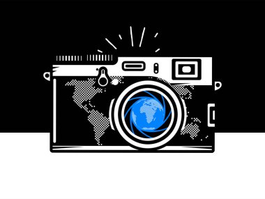 Seyahat fotoğraf kamera ile dünya