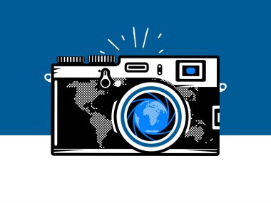 Seyahat fotoğraf kamera ile dünya