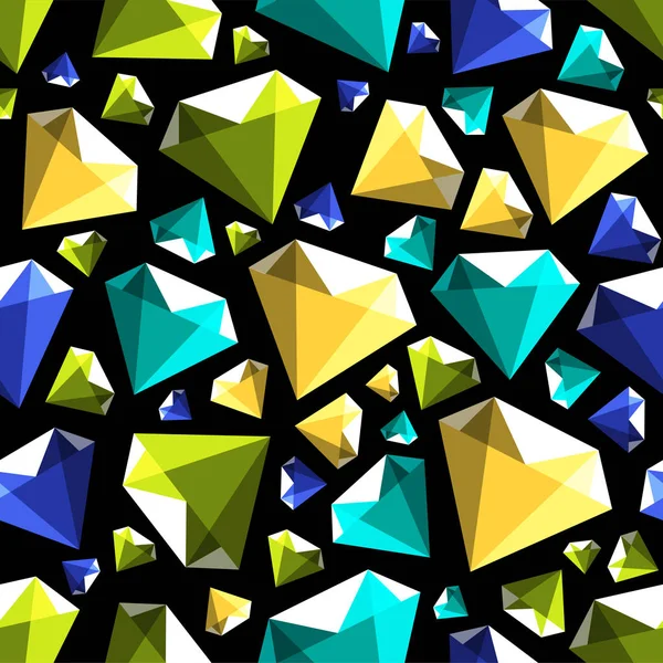 Low poly gem diamond seamless vector pattern — Stock Vector