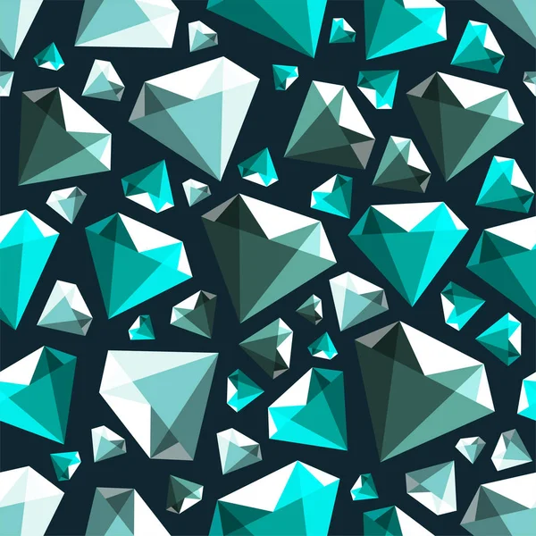 Low poly gem diamond seamless vector pattern — Stock Vector