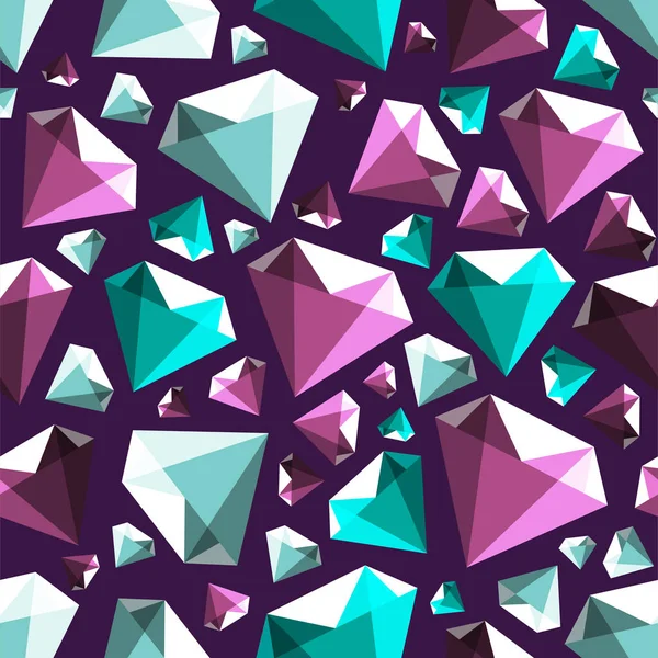 Low poly gem diamond seamless vector pattern — Stock Vector