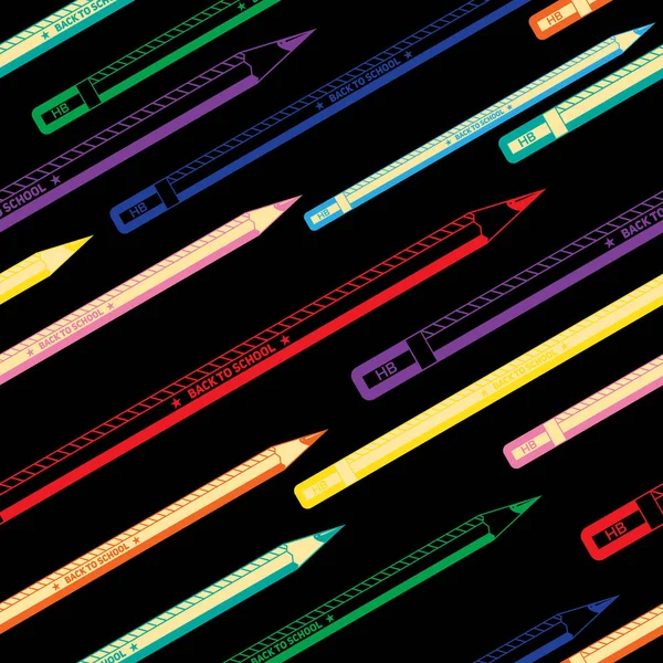 Tillbaka till skolan färgglada sömlös pennor mönster — Stock vektor