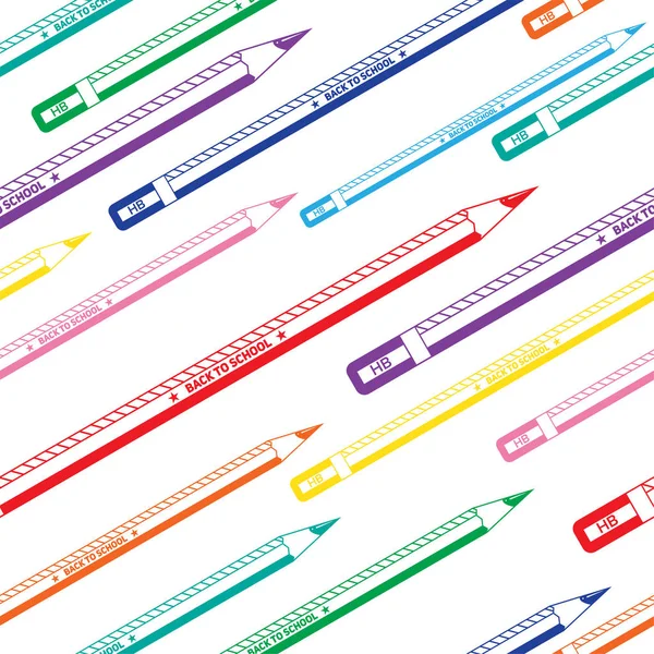 Geri okul renkli kesintisiz kalemler desen — Stok Vektör