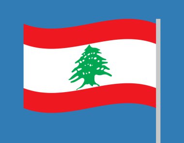 Gökyüzü arka plan üzerinde basit vektör bayrak sallayarak Lübnan