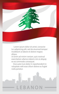 Lübnan afiş kağıdı ile bayrak ve cityscape