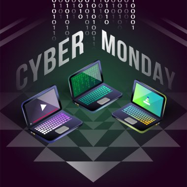 Siber Pazartesi dizüstü Satılık yantra alan arka plan üzerinde