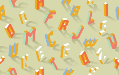 İzometrik alfabe abc Dikişsiz desen arka plan vektör