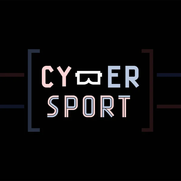 Ícone de texto Cybersport com óculos de realidade virtual B — Vetor de Stock