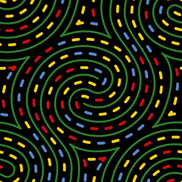 Psychedelic Swirl Maze Seamless Pattern Vector Illustration — Stock Vector