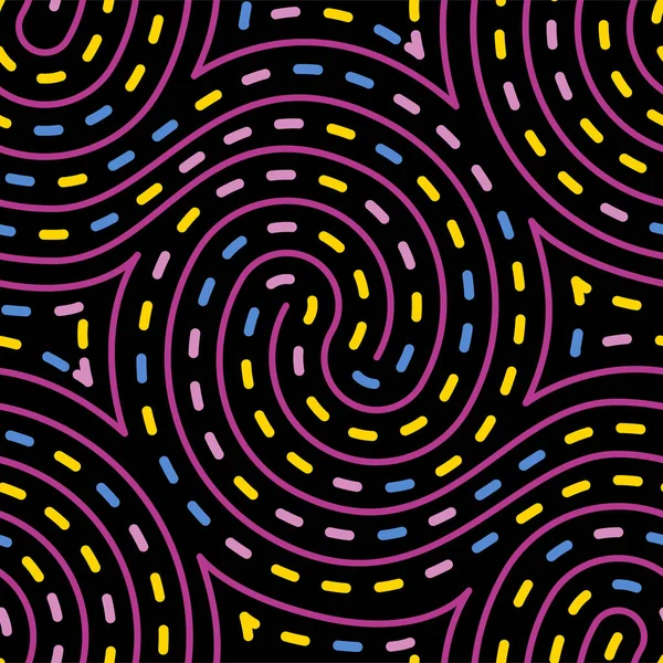 Psykedeliska hypnotisk virvel labyrint sömlös vektor mönster — Stock vektor
