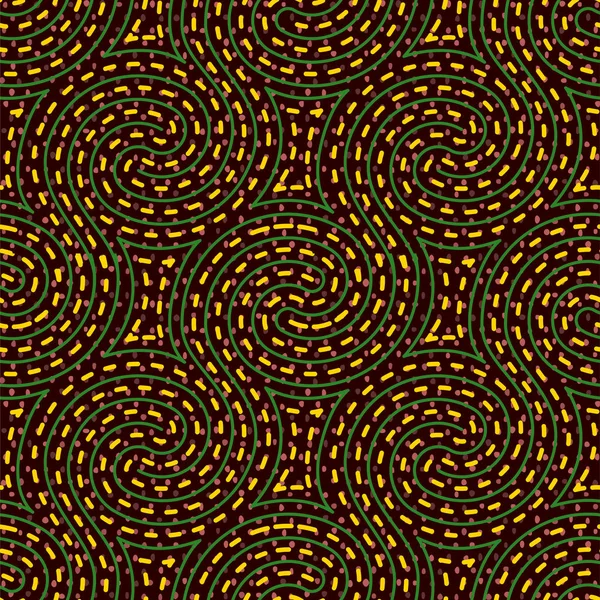 Psychedelic hypnotic swirl maze seamless vector pattern — Stock Vector