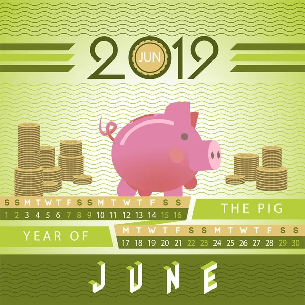 Piggy bank biznes inwestycji motivative wektor kalendarz 2019 — Wektor stockowy