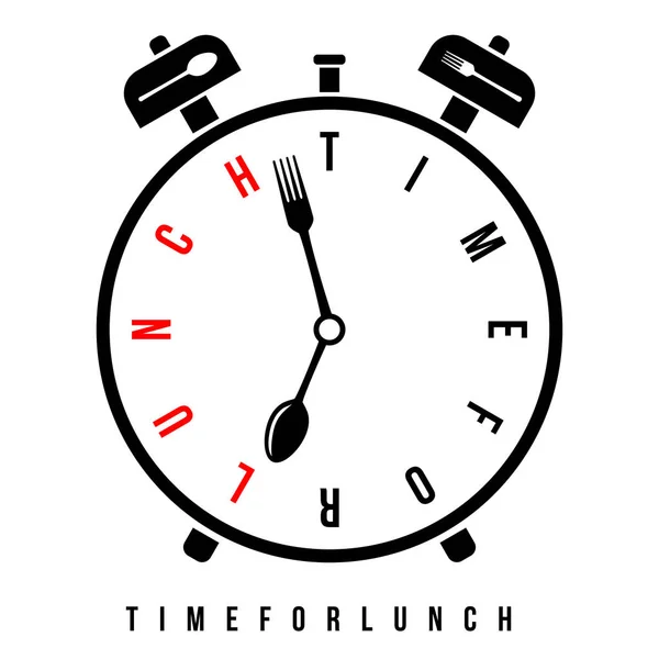 Час обідати, сніданок тривоги о сьомій ранку. Концептуальний векторний будильник зі стилізованими ручками годинника, як ложка та виделка — стоковий вектор