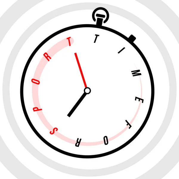 Годинник з годинниковою стрілкою стилізований як текст. Час для спорту . — стоковий вектор