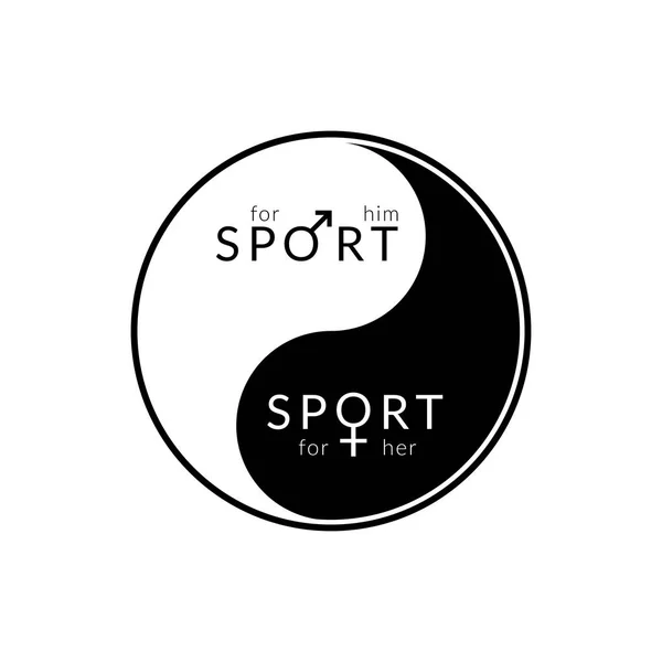 Esporte para ele e esporte para seus sinais de gênero — Vetor de Stock