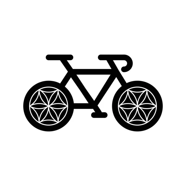 Bicicleta de yoga con rueda de la flor de la vida aislada sobre fondo blanco. Ilustración vectorial . — Archivo Imágenes Vectoriales