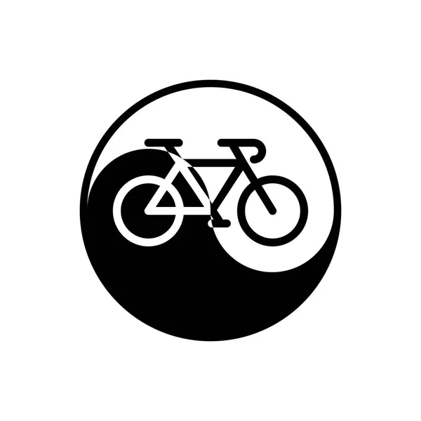 Fahrrad mit Yin Yang Rad isoliert auf weißem Hintergrund. Vektorillustration. — Stockvektor