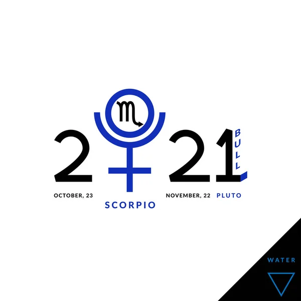 Schorpioen zodiacal teken in de heerser planeet van het, astrologische kop banner van 2021e jaar van de stier — Stockvector