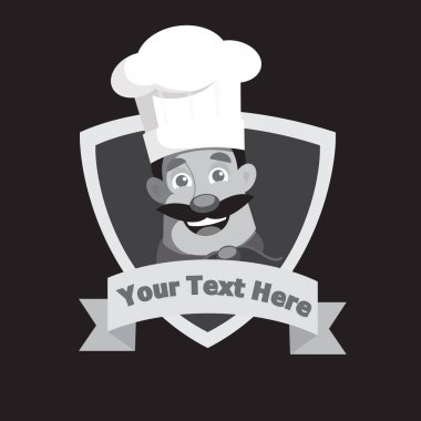 Kalkan logo stil vektör çizim üzerinde Retro maskot