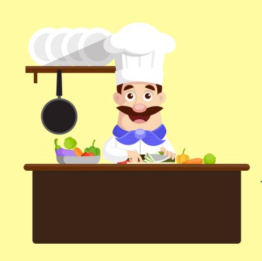 Şef kesme sebze vektör çizim
